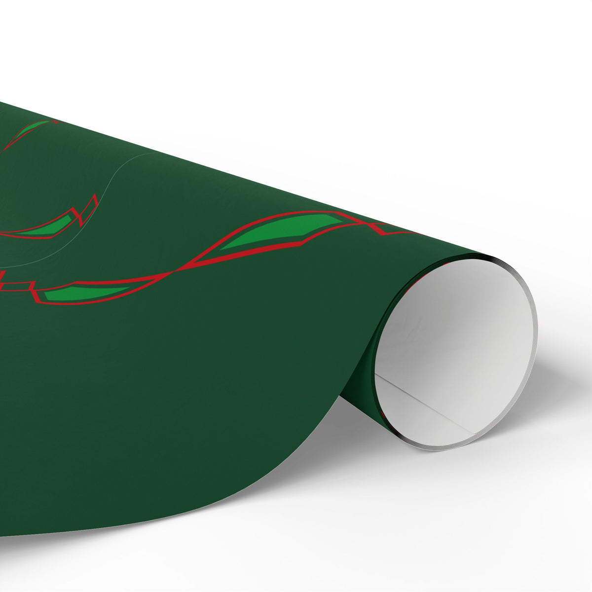 Holiday Green Ribbonwork Wrapping Paper Roll — Elegant Red Ribbon Gift Wrap