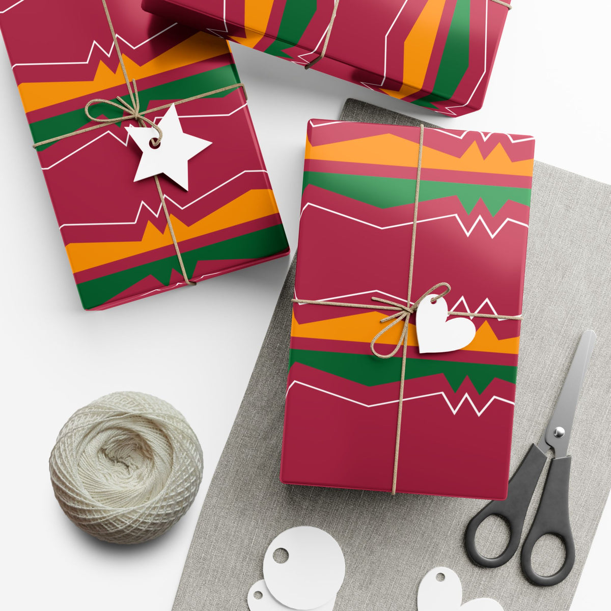 Gift Wrap Paper — Festive Ribbonwork Pattern for Holidays & Birthdays