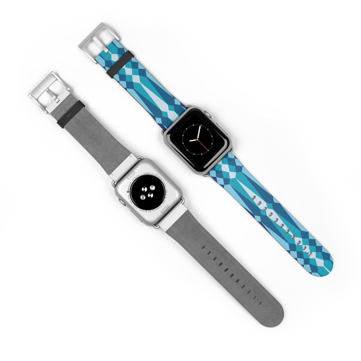 Blue Ribbonwork Leather Apple Watch Band