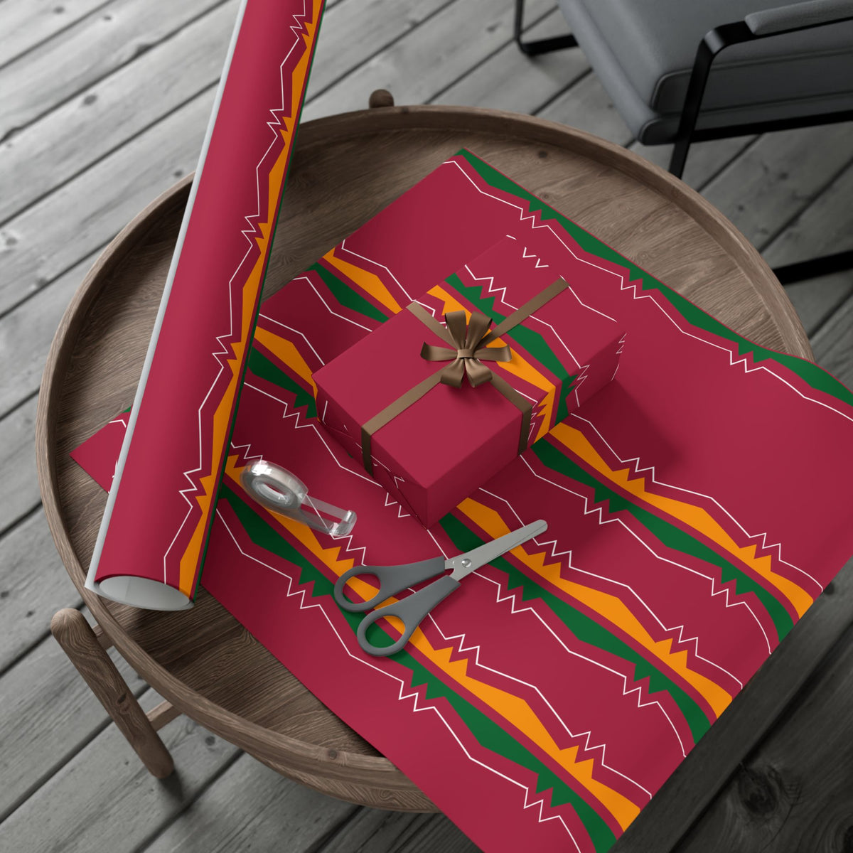 Gift Wrap Paper — Festive Ribbonwork Pattern for Holidays & Birthdays