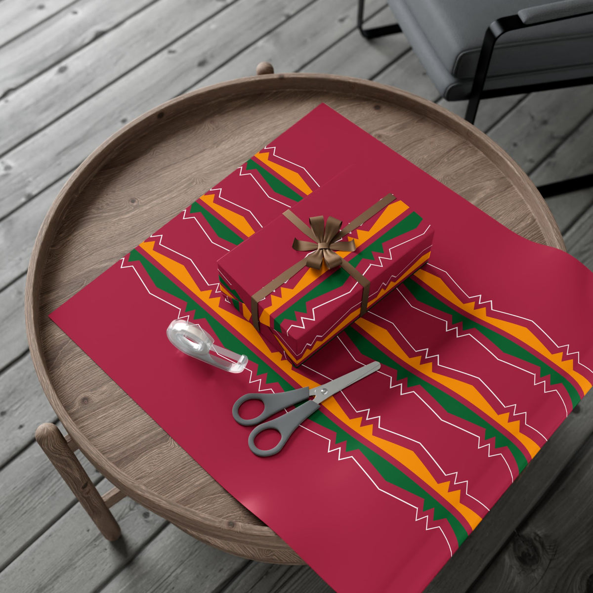 Gift Wrap Paper — Festive Ribbonwork Pattern for Holidays & Birthdays