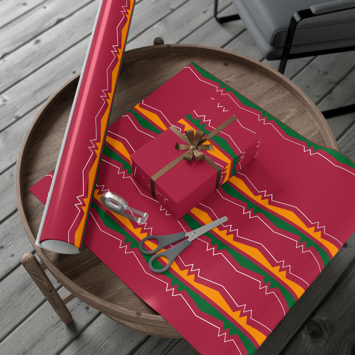 Gift Wrap Paper — Festive Ribbonwork Pattern for Holidays & Birthdays