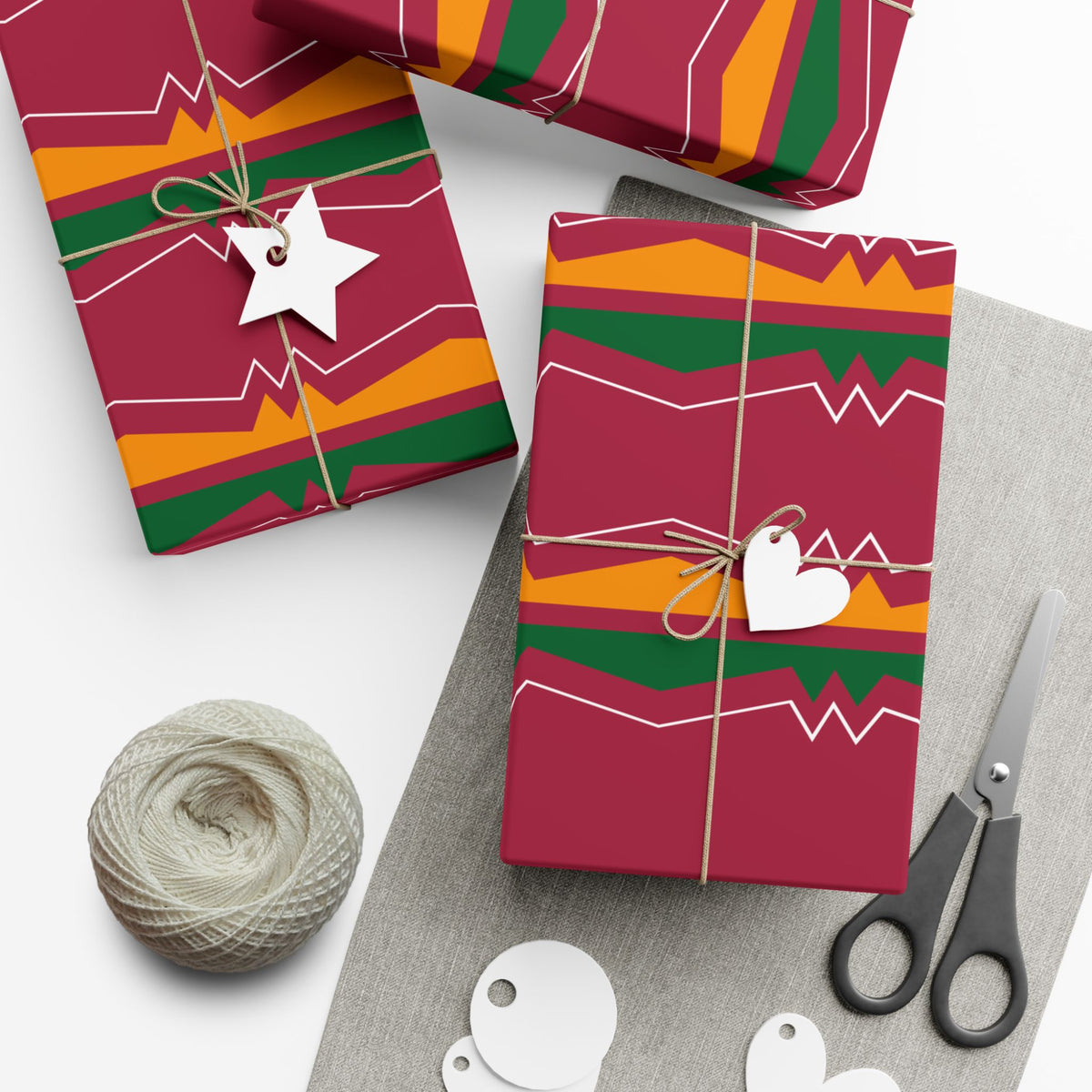Gift Wrap Paper — Festive Ribbonwork Pattern for Holidays & Birthdays