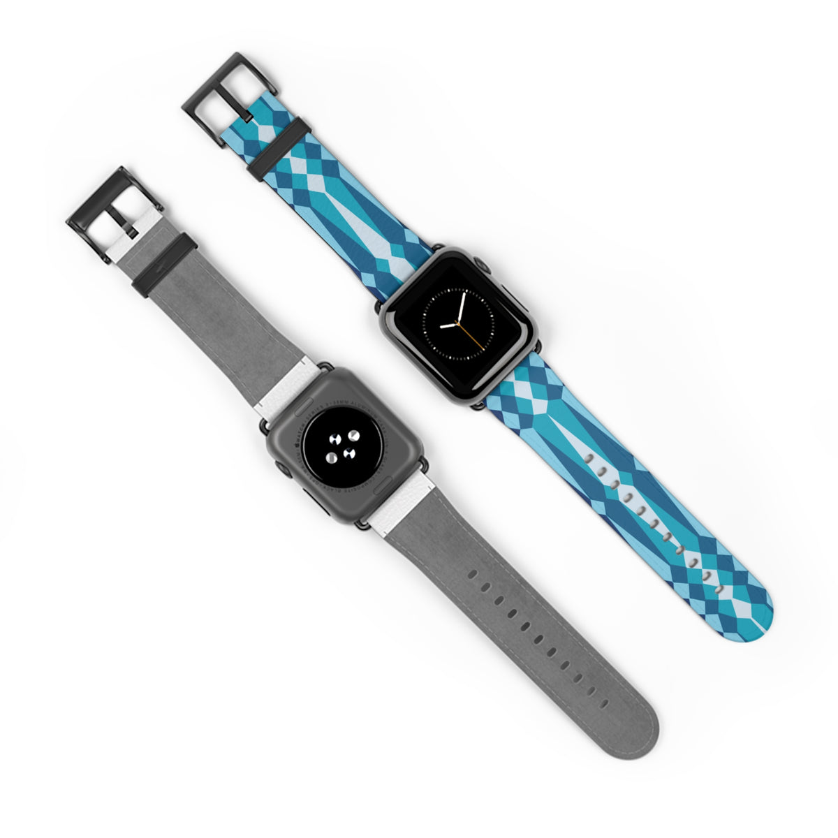 Blue Ribbonwork Leather Apple Watch Band