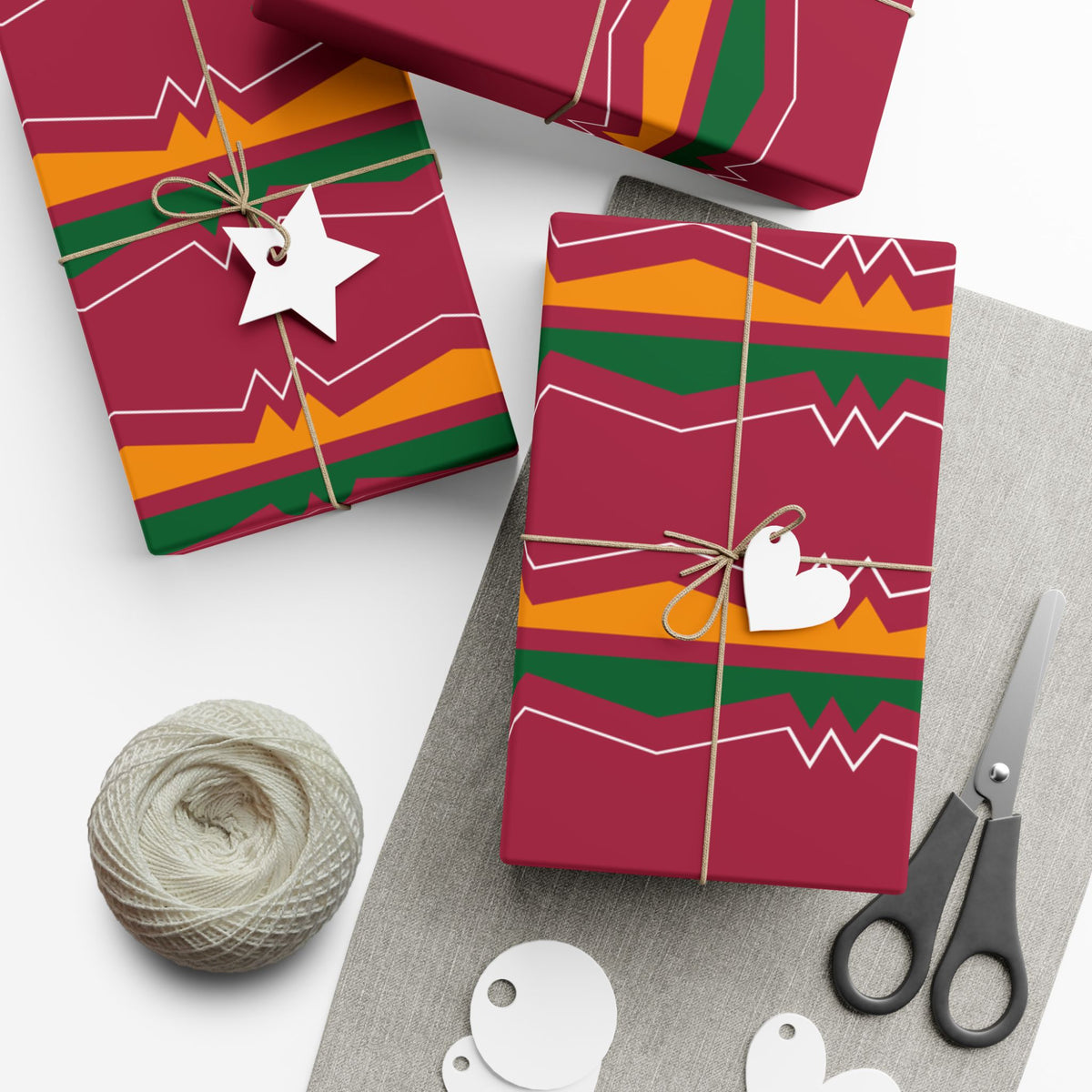 Gift Wrap Paper — Festive Ribbonwork Pattern for Holidays & Birthdays