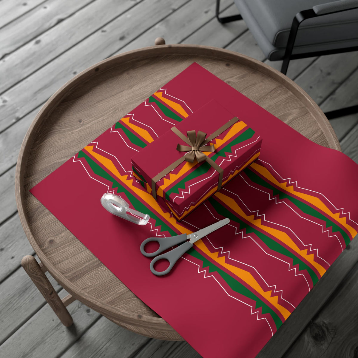 Gift Wrap Paper — Festive Ribbonwork Pattern for Holidays & Birthdays