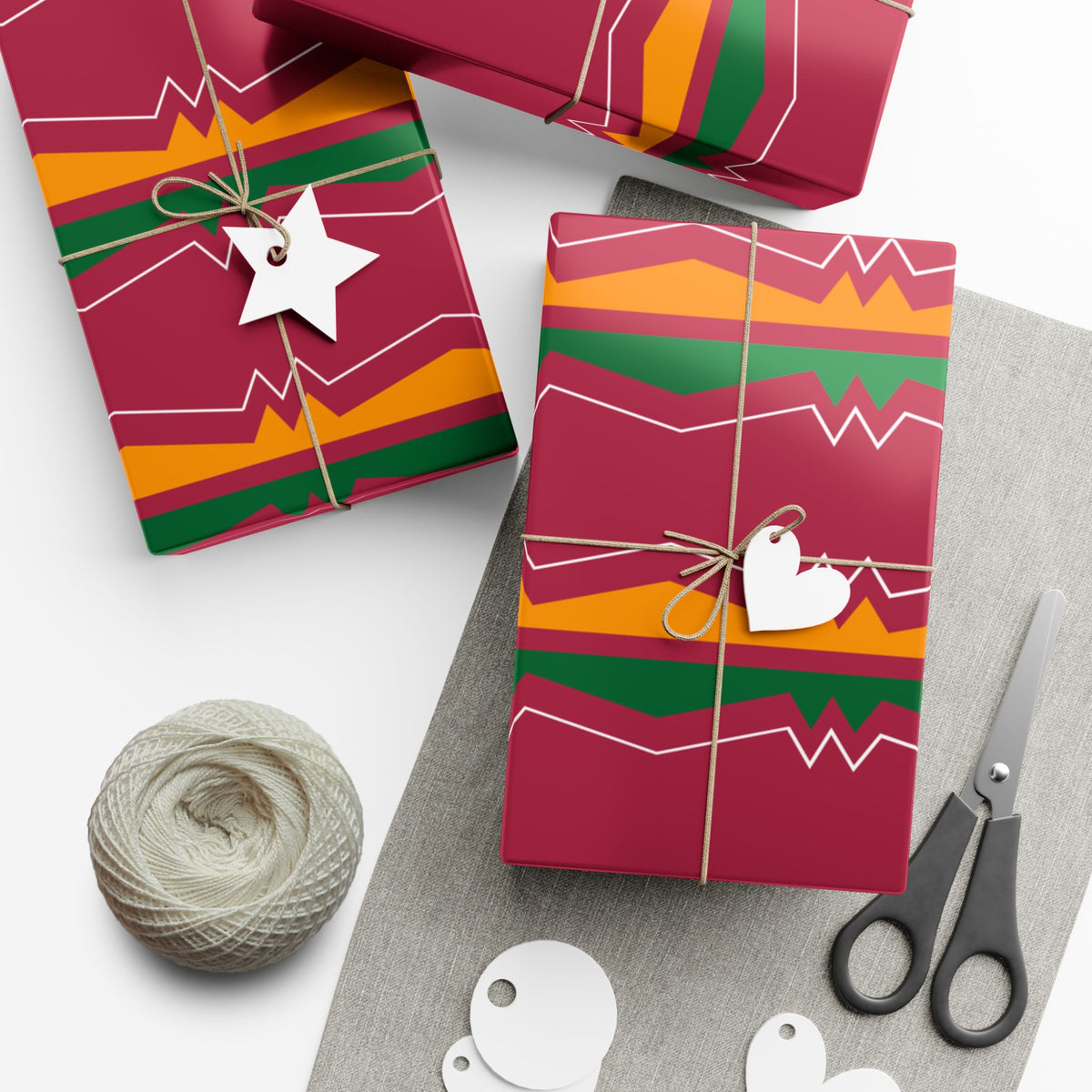 Gift Wrap Paper — Festive Ribbonwork Pattern for Holidays & Birthdays