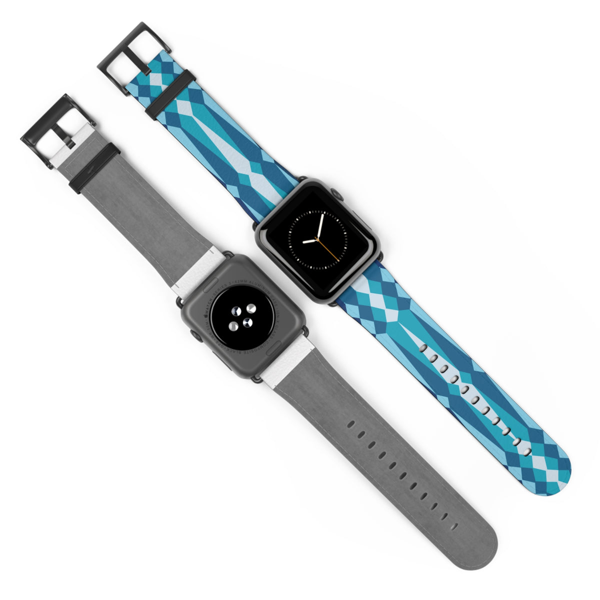 Blue Ribbonwork Leather Apple Watch Band