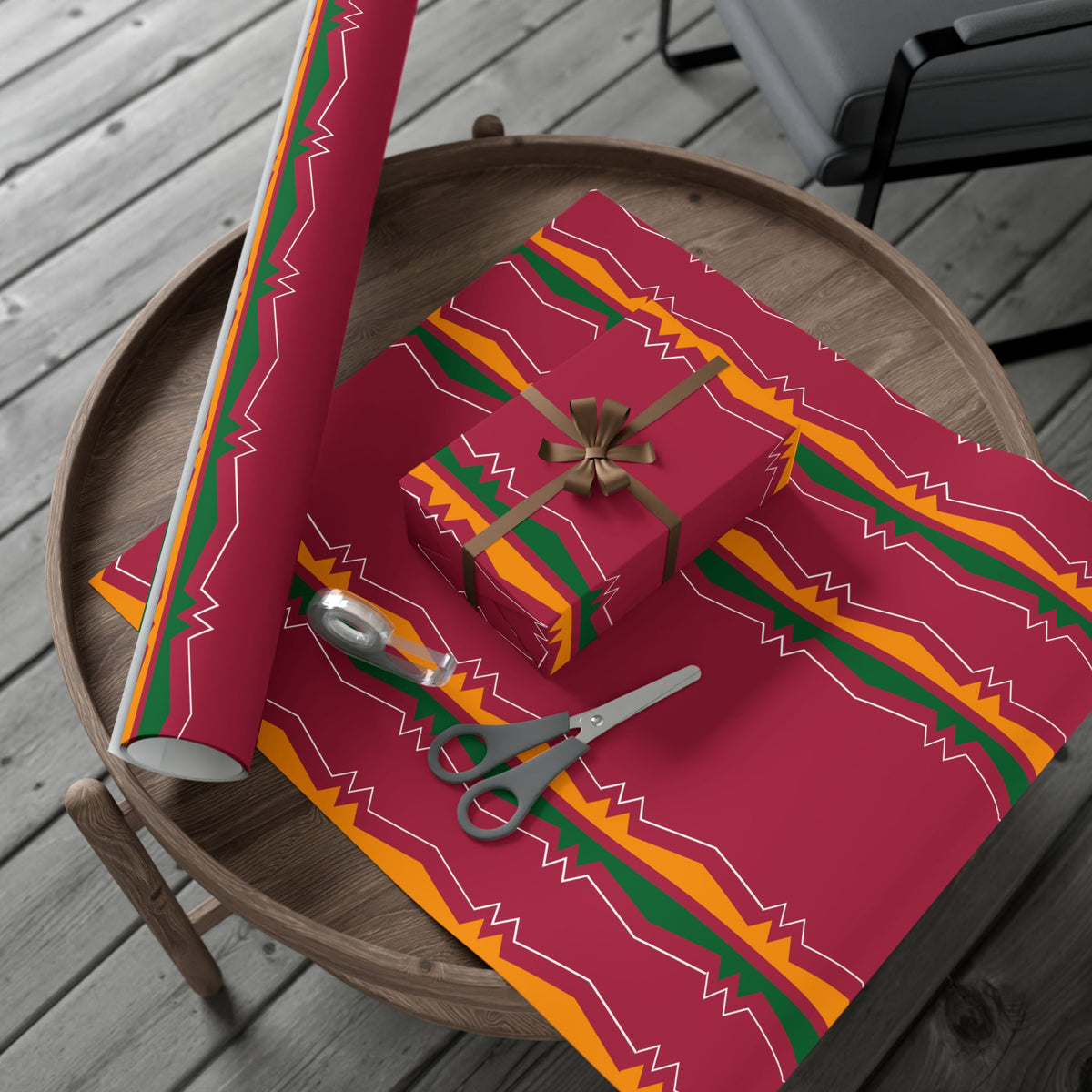 Gift Wrap Paper — Festive Ribbonwork Pattern for Holidays & Birthdays