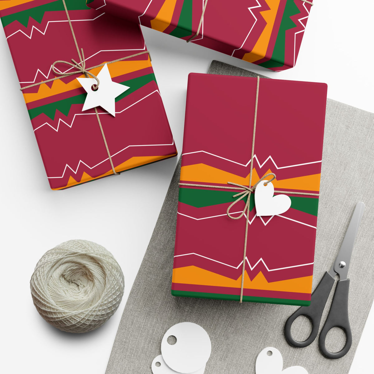 Gift Wrap Paper — Festive Ribbonwork Pattern for Holidays & Birthdays