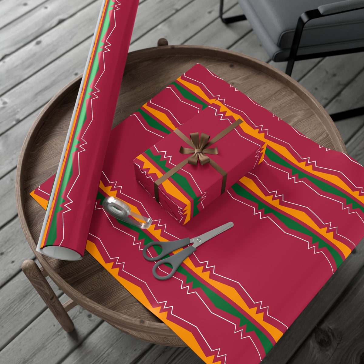 Gift Wrap Paper — Festive Ribbonwork Pattern for Holidays & Birthdays