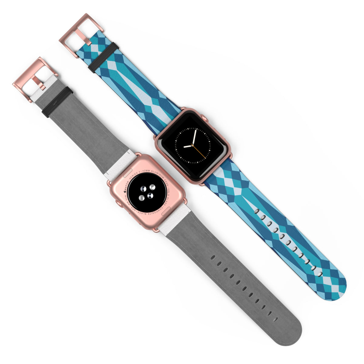 Blue Ribbonwork Leather Apple Watch Band